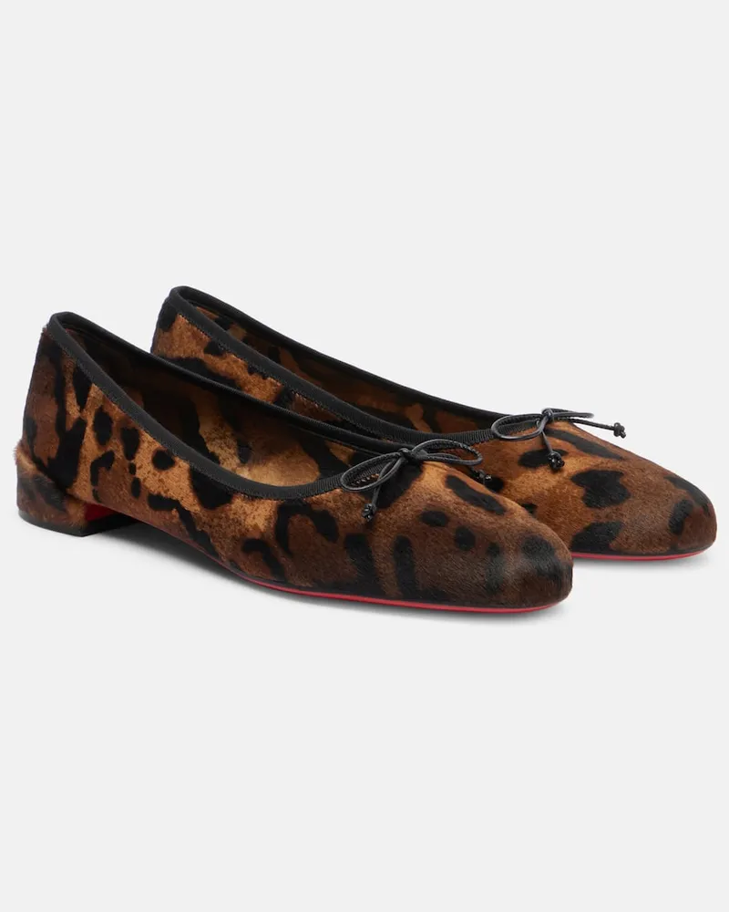 Christian Louboutin Bedruckte Ballerinas aus Kalbshaar Braun