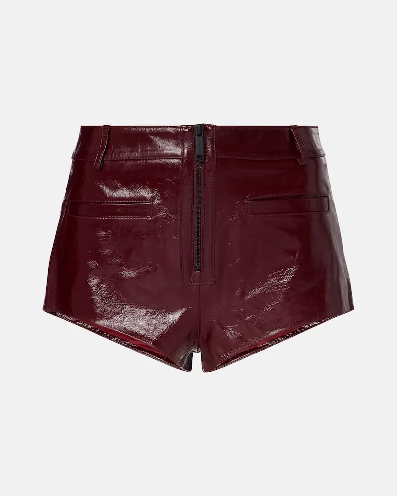 Self-Portrait High-Rise Shorts aus Leder Burgund