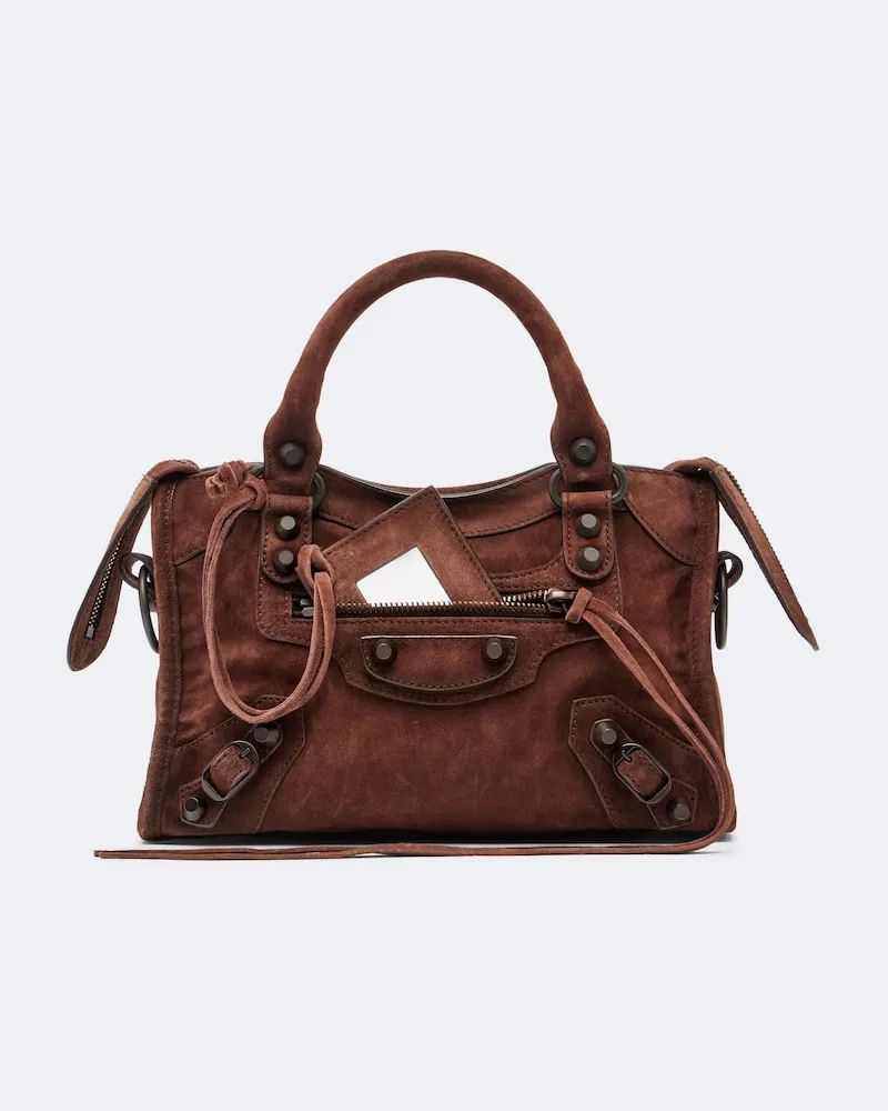Balenciaga Henkeltasche Le City Mini aus Veloursleder Braun
