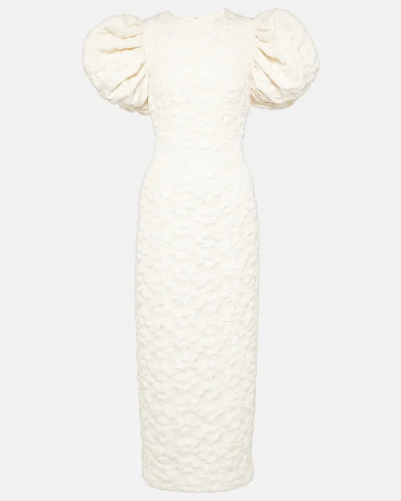 ROTATE Birger Christensen Bridal Midikleid aus Jacquard Weiß