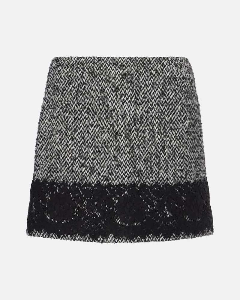 Dolce & Gabbana Minirock aus Tweed mit Spitze Grau