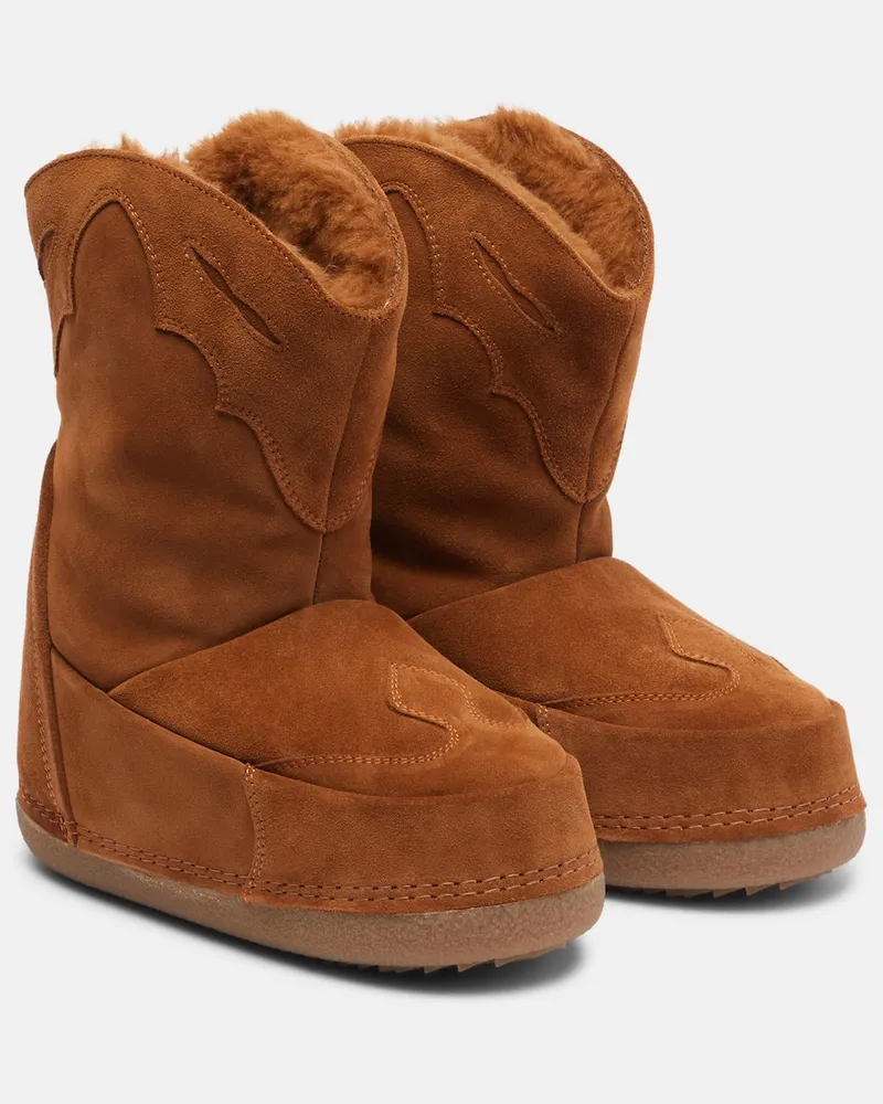 INUIKII Schneestiefel Cowboy aus Veloursleder Braun