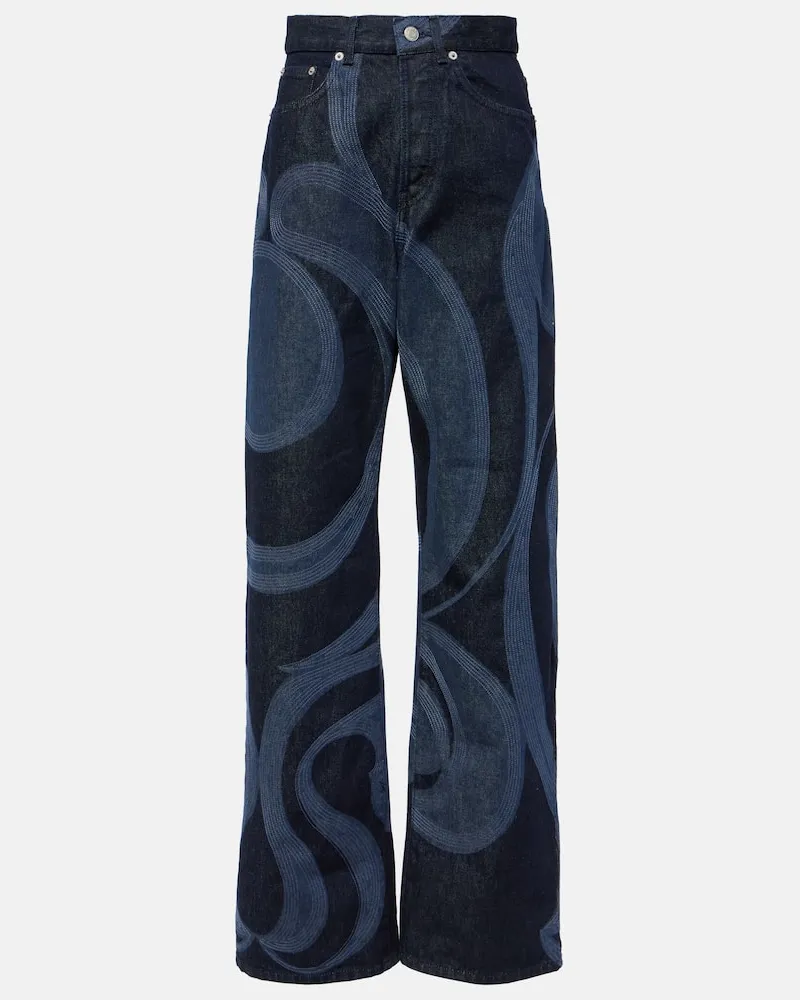 Dries van Noten Bedruckte Straight Jeans Blau