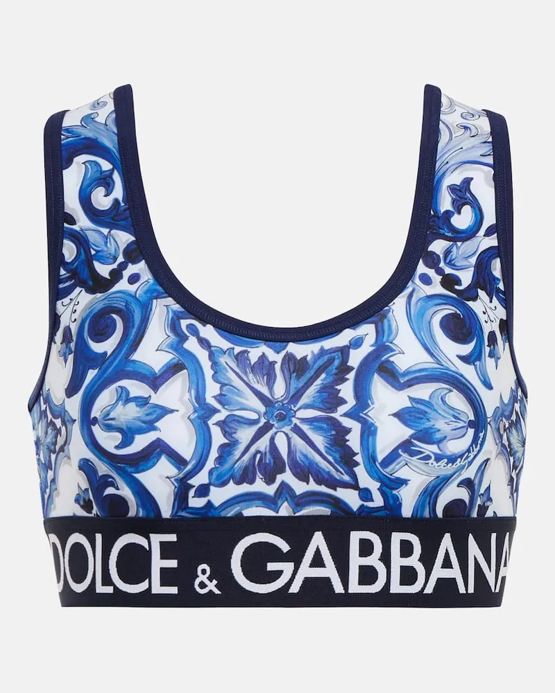 Dolce & Gabbana Bedruckter Sport-BH Weiß