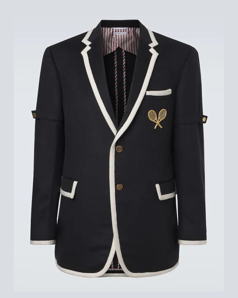 Thom Browne Bestickter Blazer aus Kaschmir Blau
