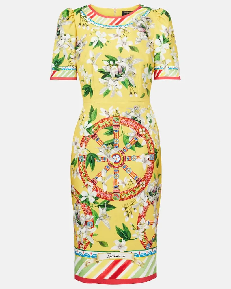 Dolce & Gabbana Bedrucktes Midikleid Gelb