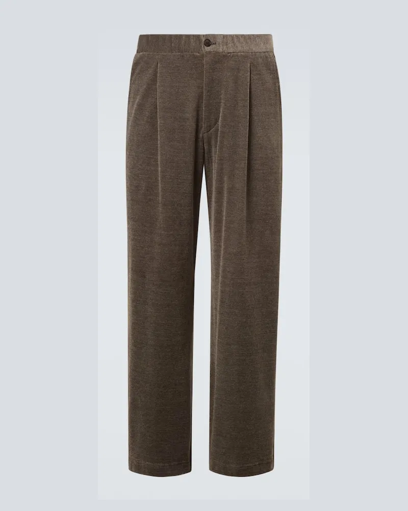 Giorgio Armani Weite Hose aus einem Baumwollgemisch Braun