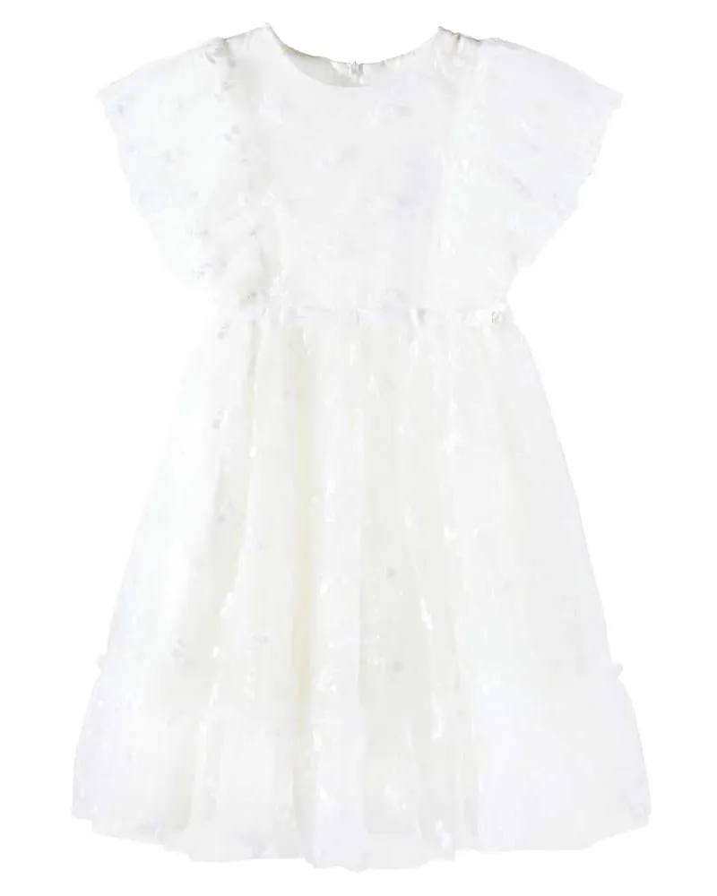 Tartine et Chocolat Besticktes Kleid aus Tüll mit Pailletten Weiß