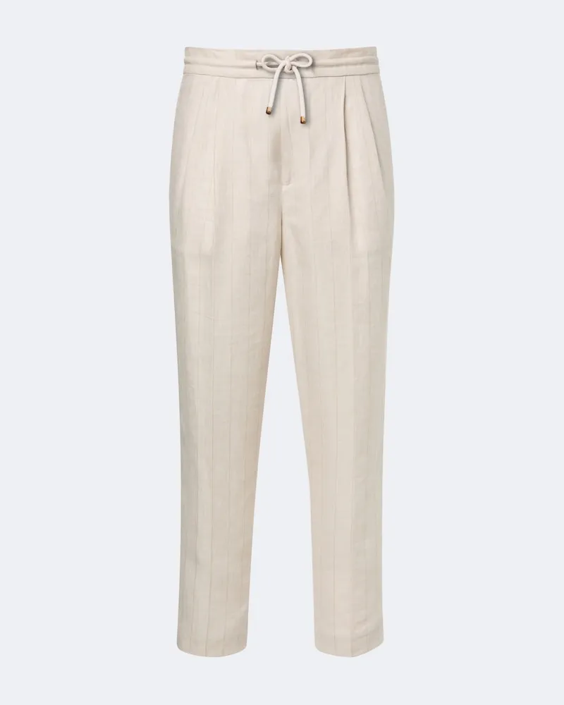 Brunello Cucinelli Gerade Hose aus Leinen und Baumwolle Weiß