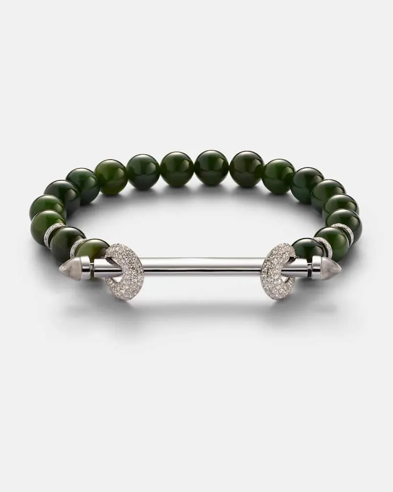 Ananya Armband Chakra aus Jade mit 18kt Weißgold,Diamanten und Quarz Silber