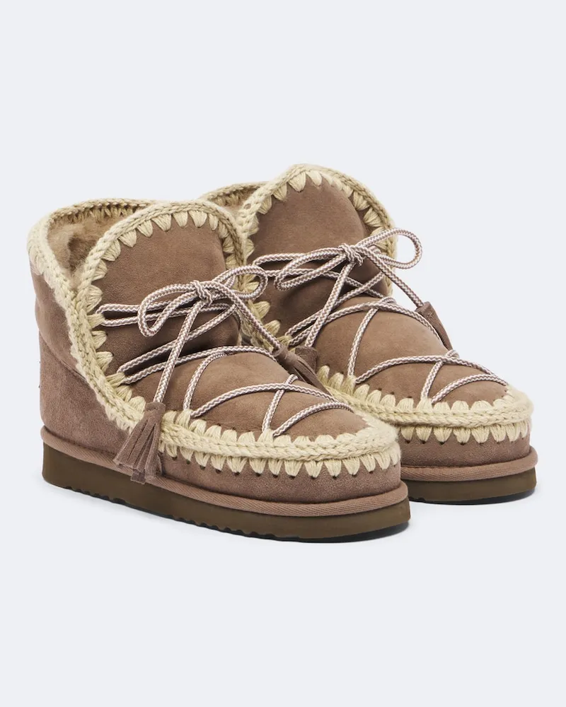 Mou Schnürstiefel 18 aus Veloursleder mit Shearling Braun