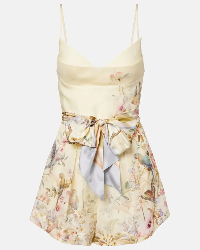 Zimmermann Playsuit Rebellion aus Leinen und Seide Gelb