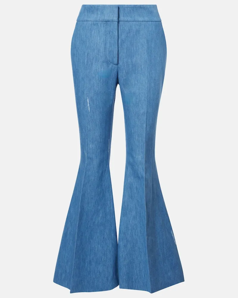 Gabriela Hearst Schlaghose Marsh aus Baumwolle und Leinen Blau