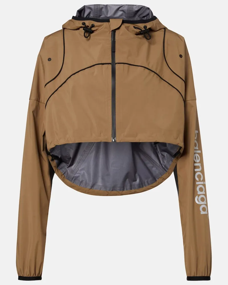 Balenciaga Cropped-Jacke aus Taft Braun