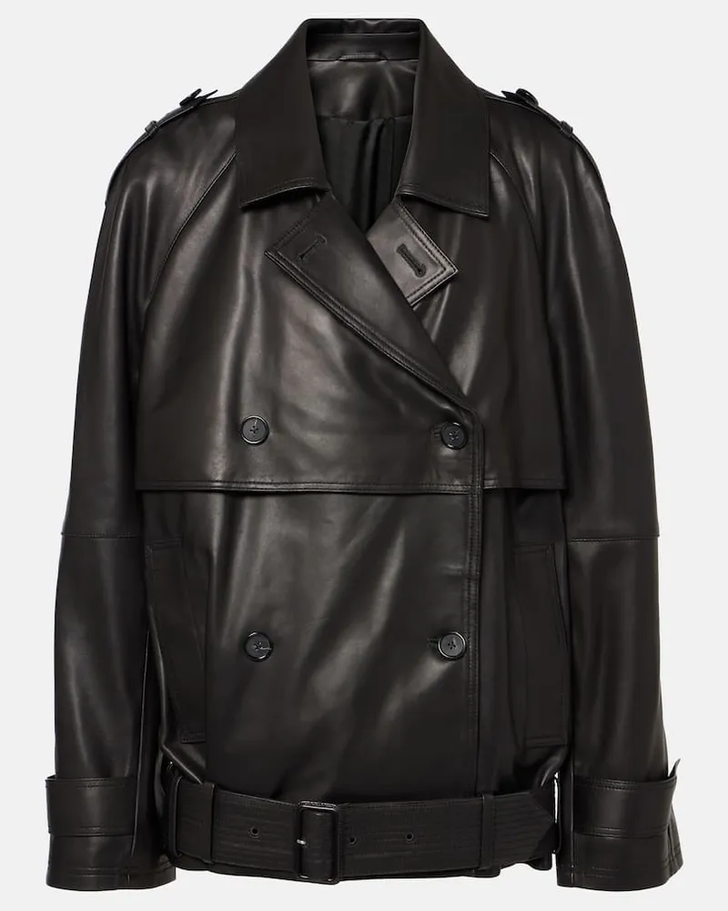 Totême Oversize-Lederjacke Schwarz