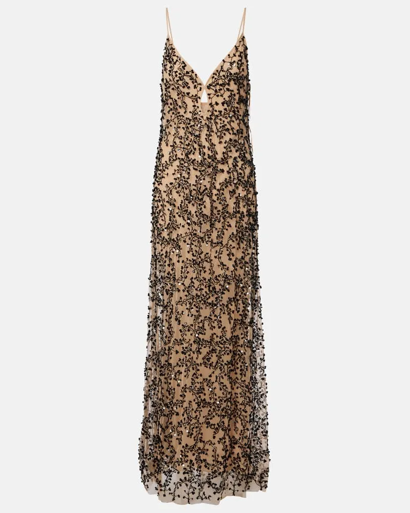 Johanna Ortiz Verzierte Robe Reinvention aus Mesh Braun