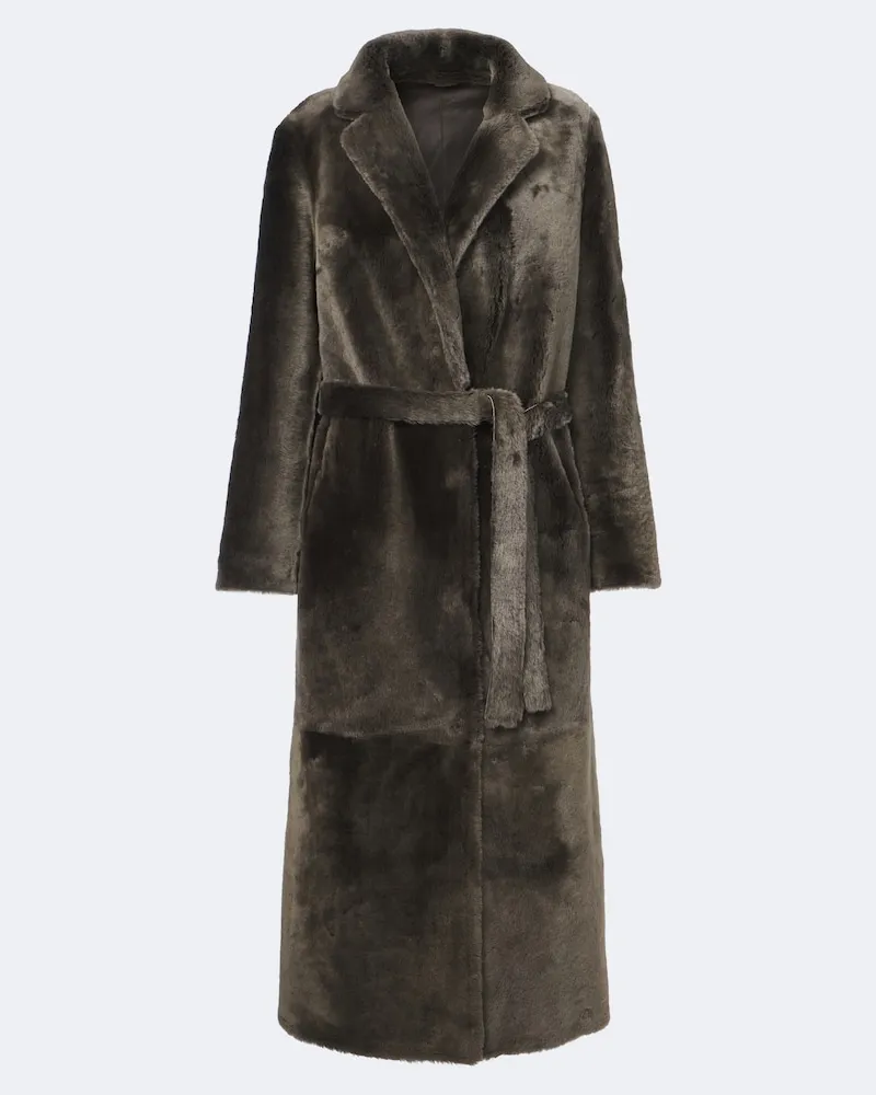 Yves Salomon Wendbarer Mantel aus Shearling und Leder Braun
