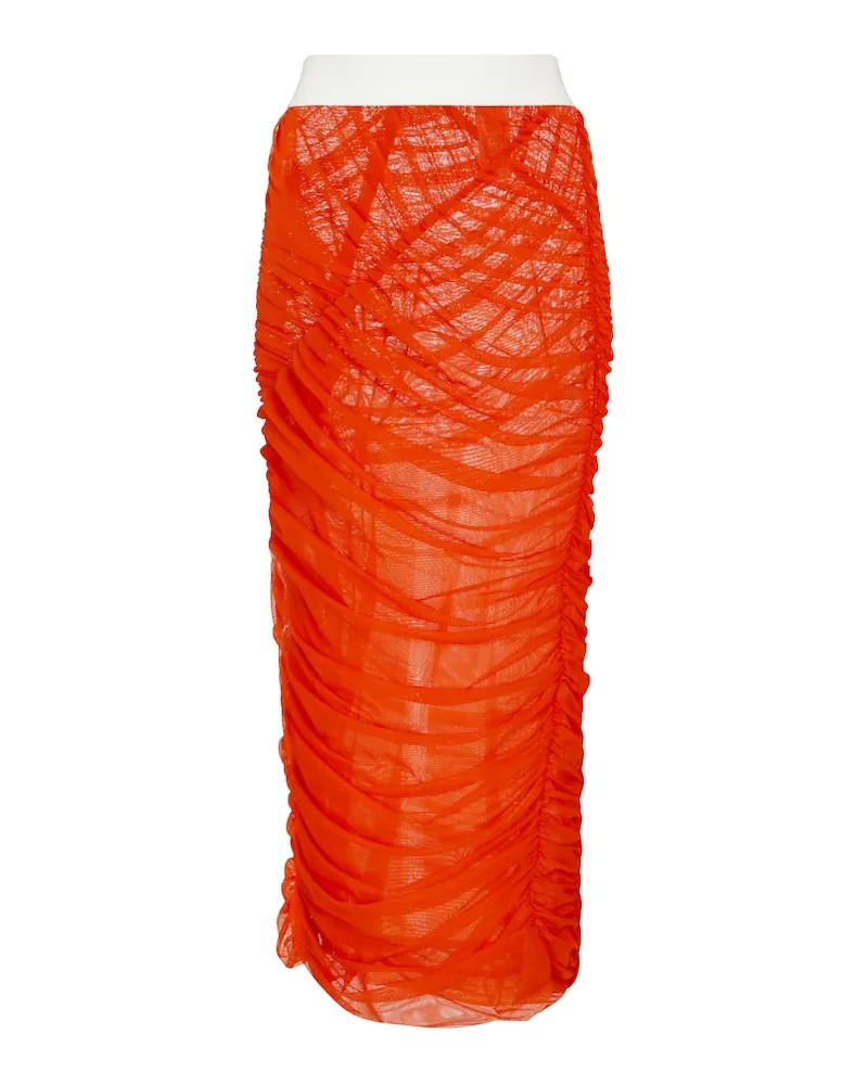 Dries van Noten Midirock aus Mesh Orange