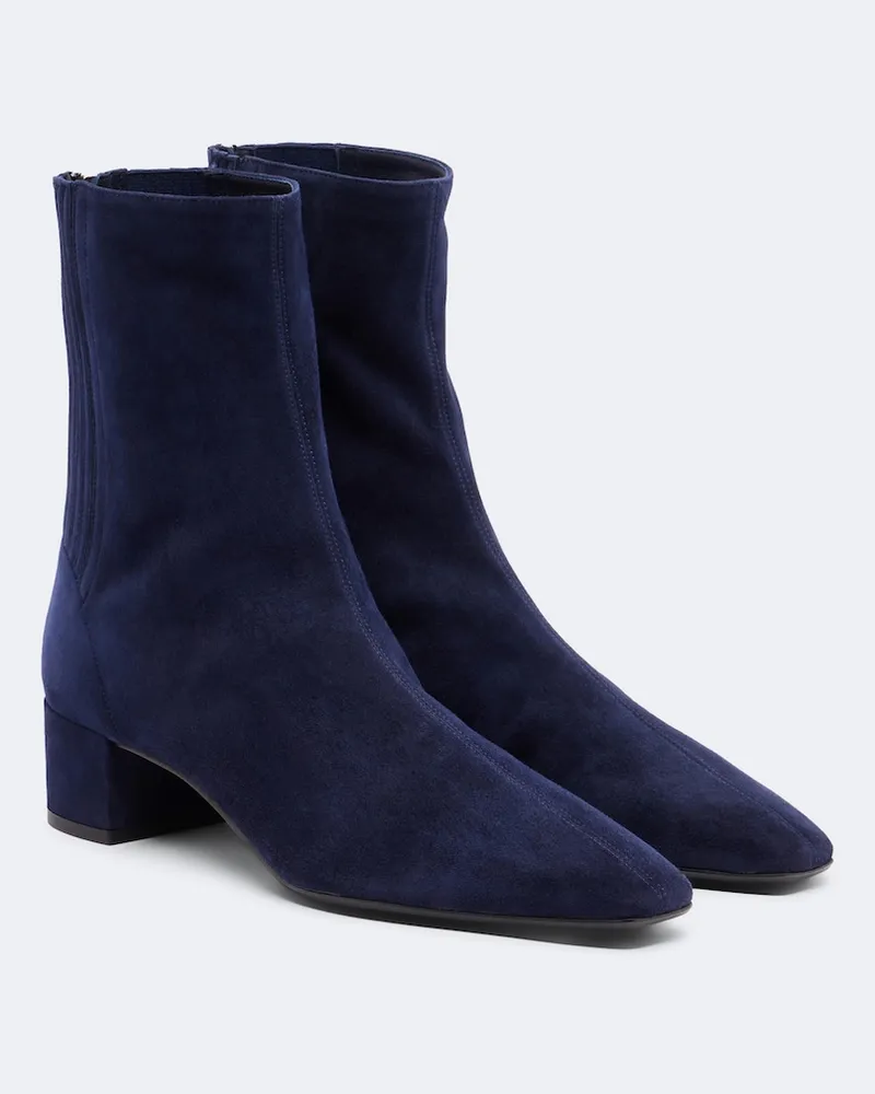 Aquazzura Ankle Boots Saint Honoré aus Veloursleder Blau