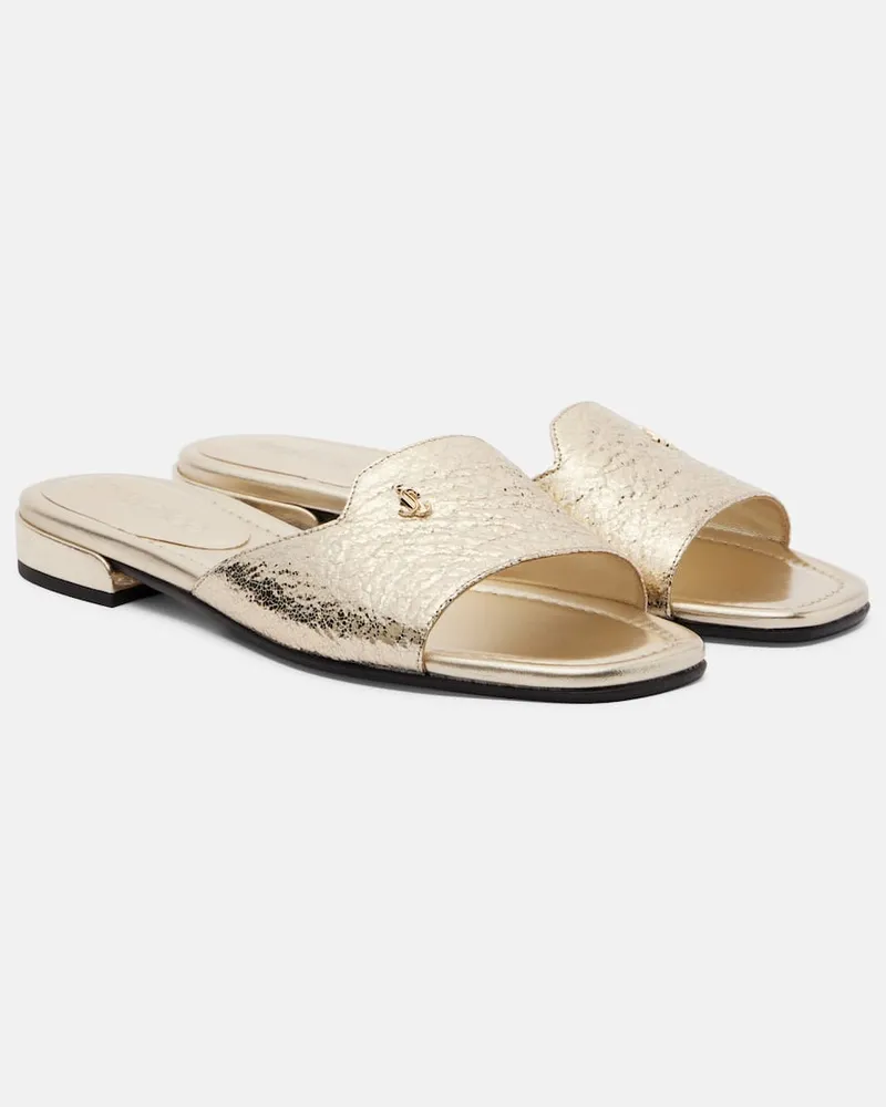 Jimmy Choo Pantoletten Dina aus Metallic-Leder Gold