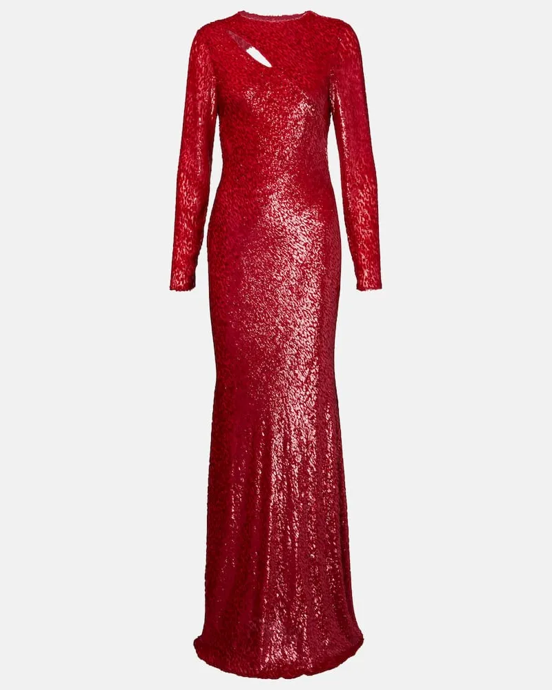Self-Portrait Maxikleid aus Fil Coupé Rot