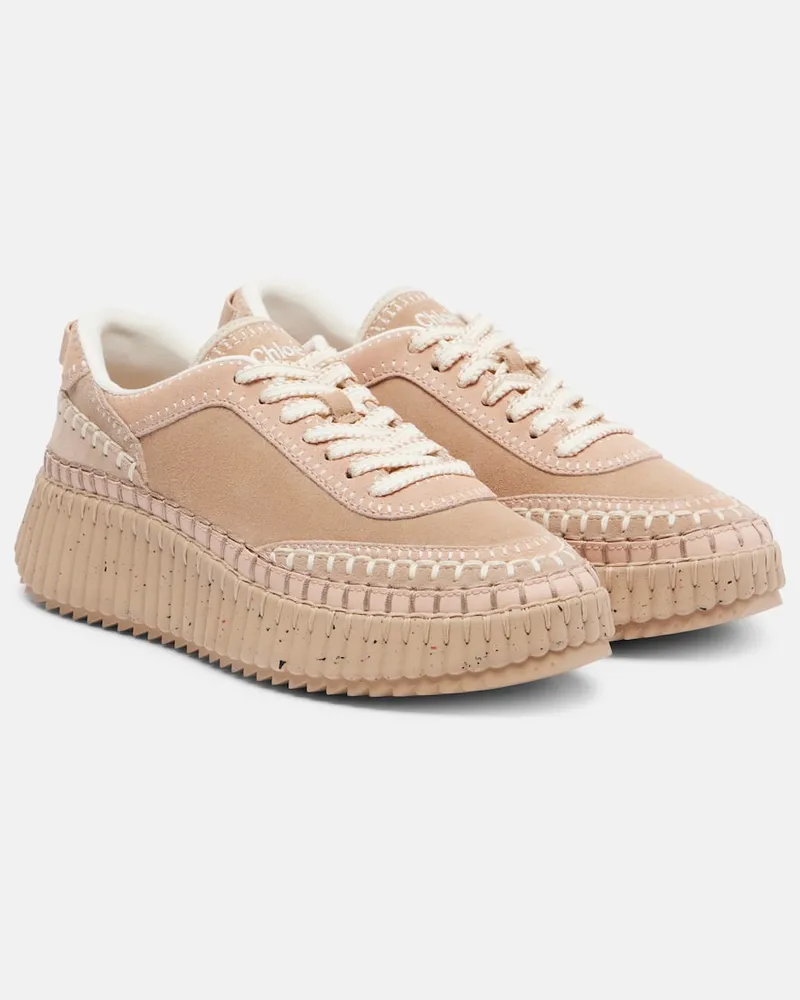Chloé Chloé Plateau-Sneakers Nama aus Veloursleder Beige