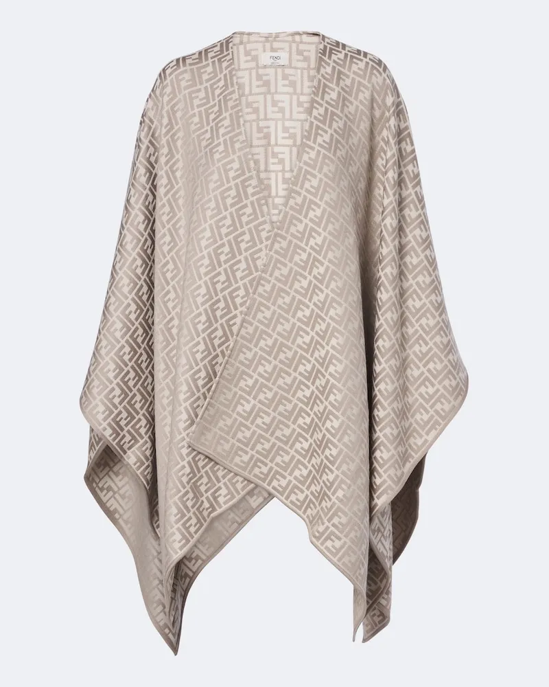 Fendi Poncho FF aus einem Woll- und Seidengemisch Grau