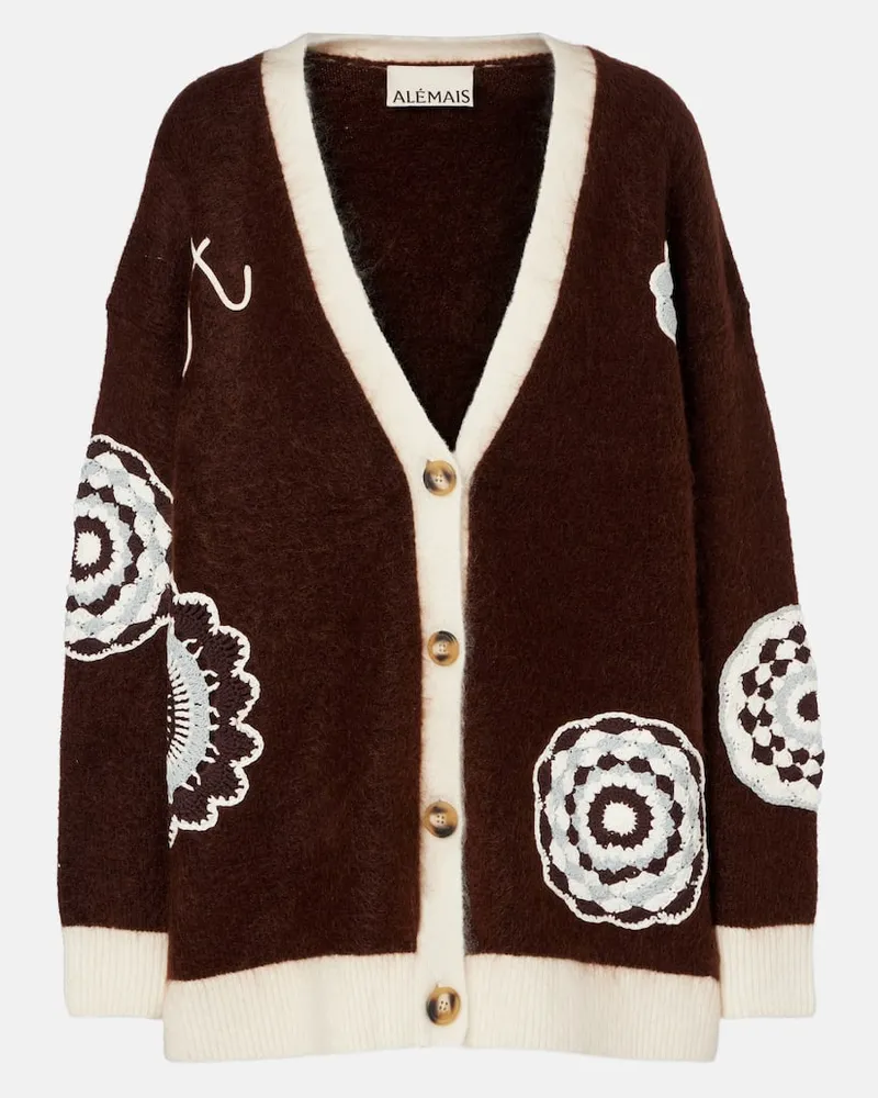 ALEMAIS Alémais Cardigan mit Häkelstrick Braun