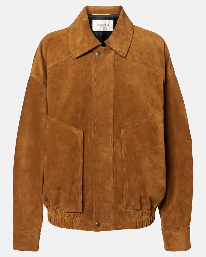Saint Laurent Bomberjacke aus Veloursleder Braun