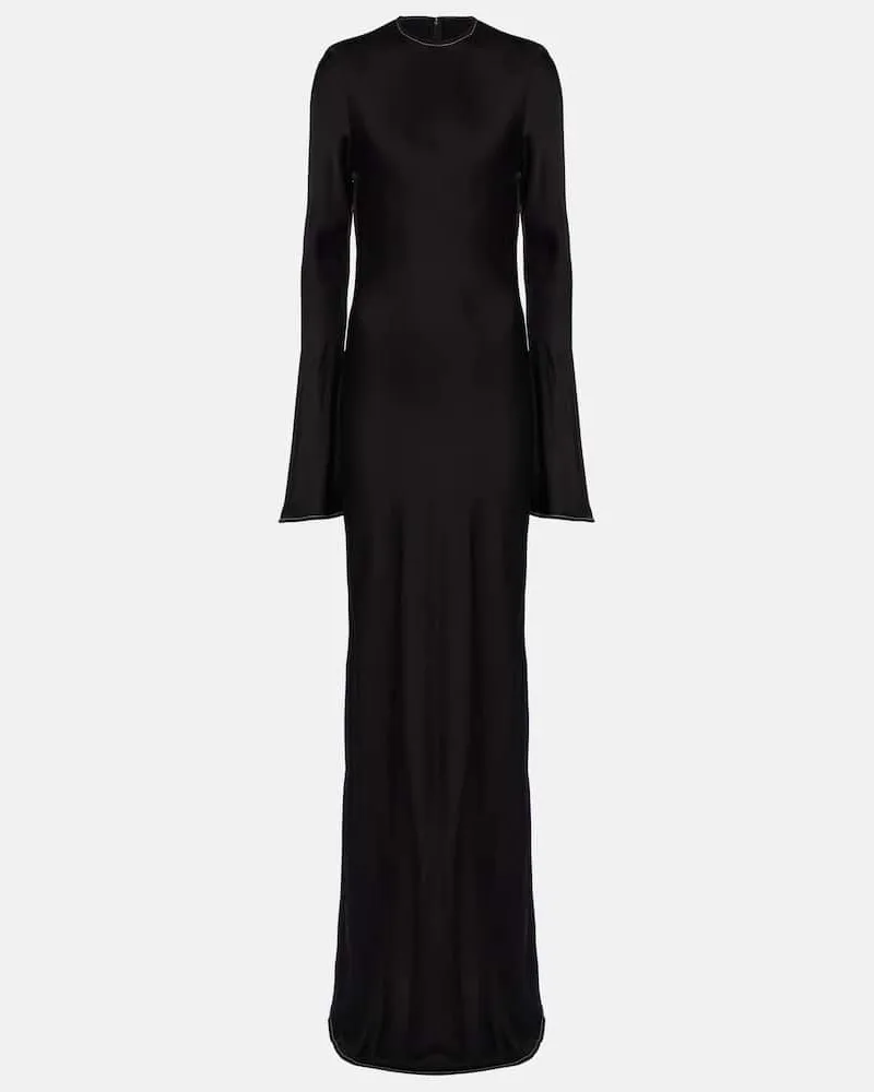 ROTATE Birger Christensen Maxikleid aus Satin Schwarz