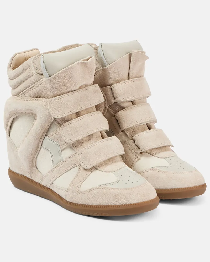 Isabel Marant Wedge-Sneakers Bekett aus Veloursleder Beige