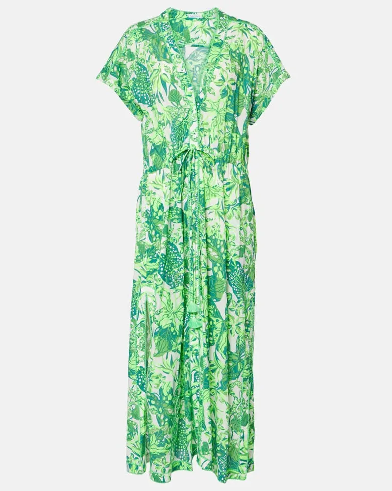 Poupette St Barth Bedrucktes Maxikleid Mya Grün