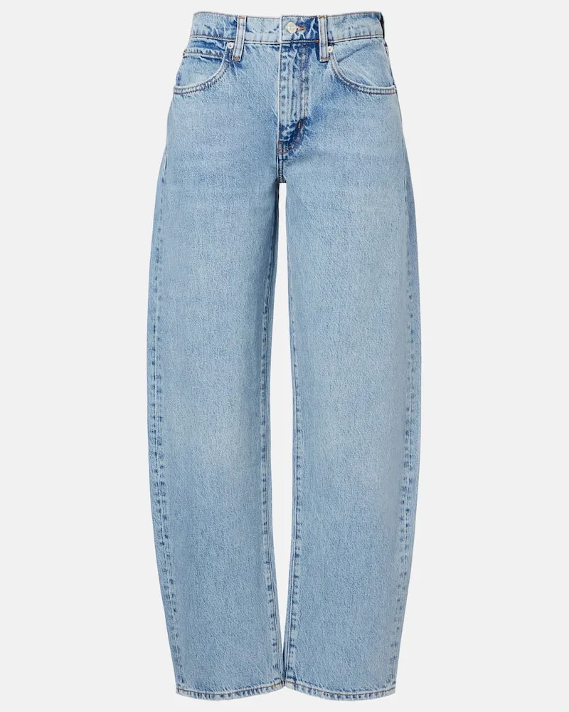 Frame Denim Mid-Rise Barrel Jeans Low Slung Blau