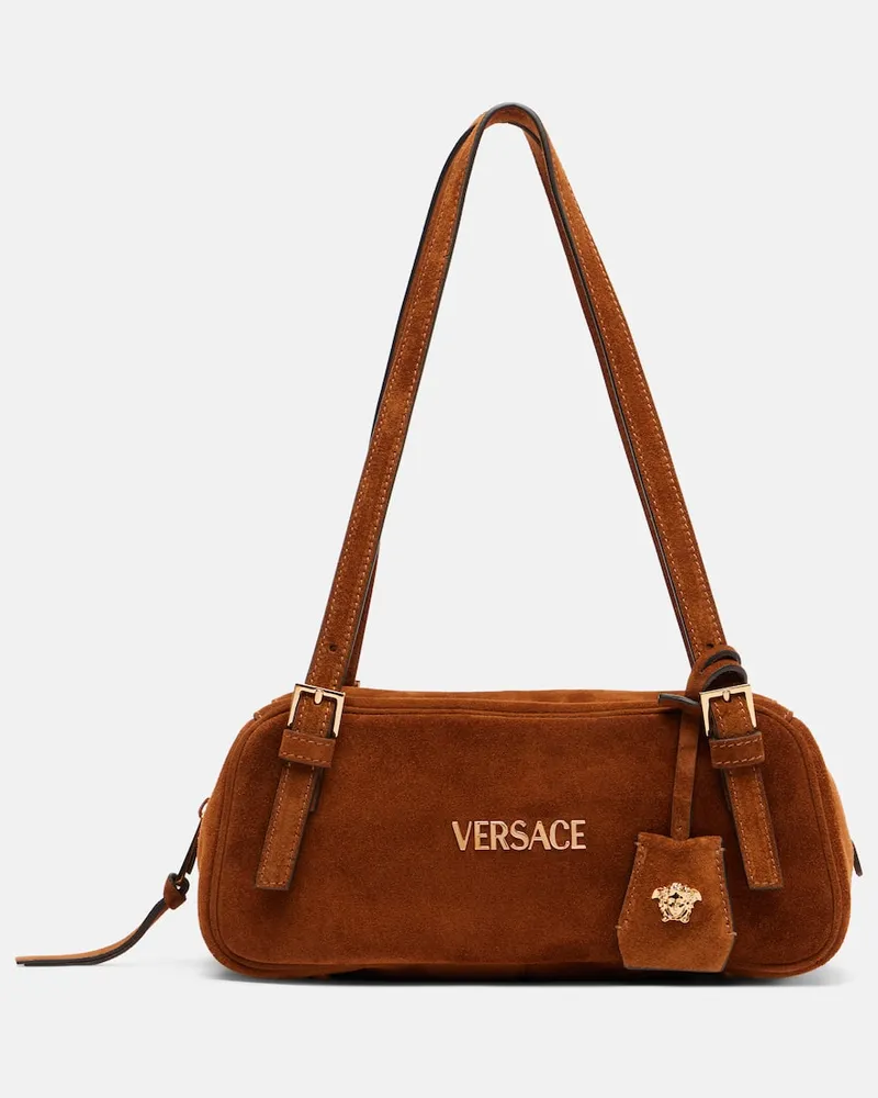 Versace Schultertasche Versace Tag aus Veloursleder Braun