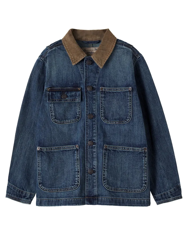 Ralph Lauren Feldjacke aus Denim mit Cord Blau