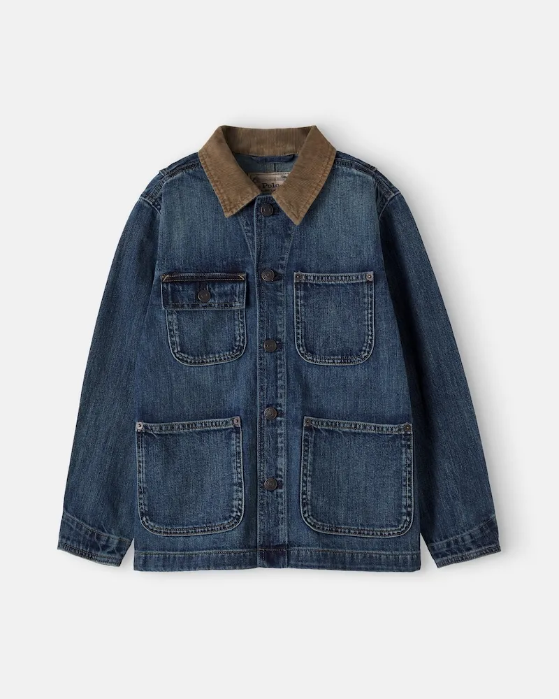 Ralph Lauren Feldjacke aus Denim mit Cord Blau