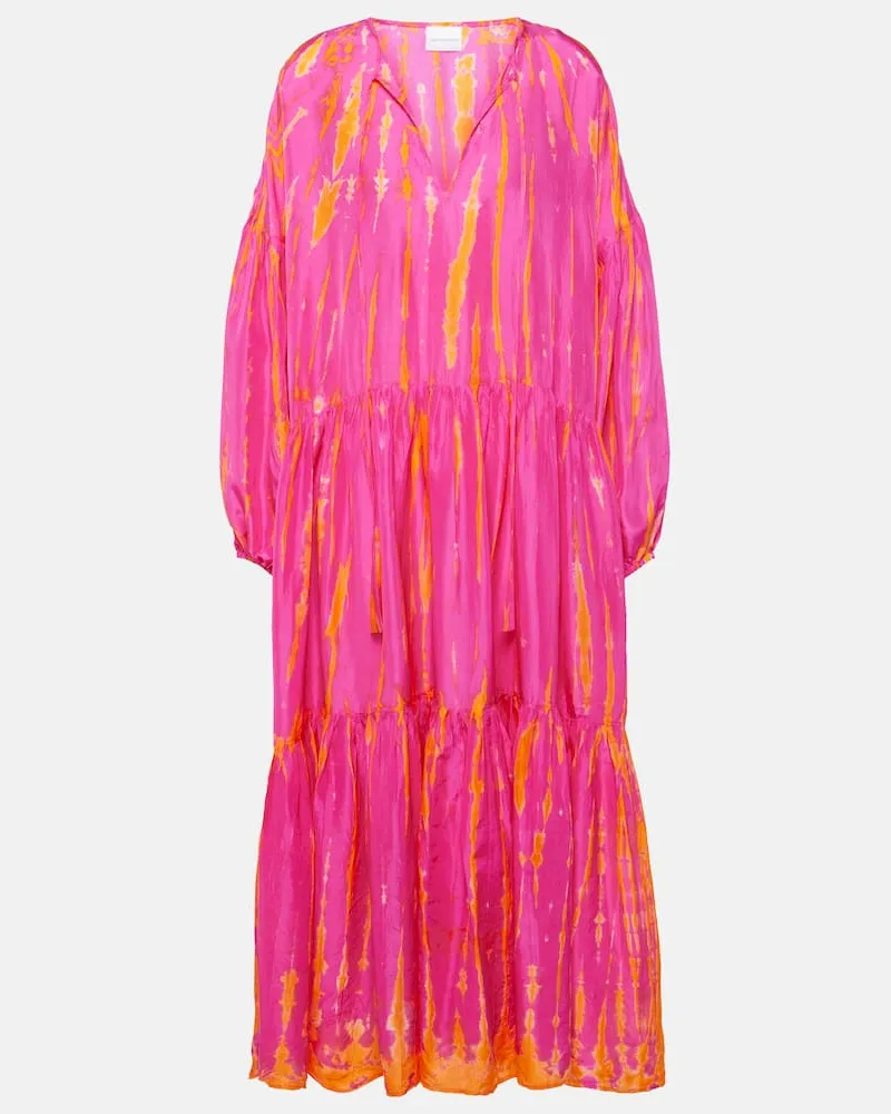 Anna Kosturova Midikleid Amelia aus Seide Rosa