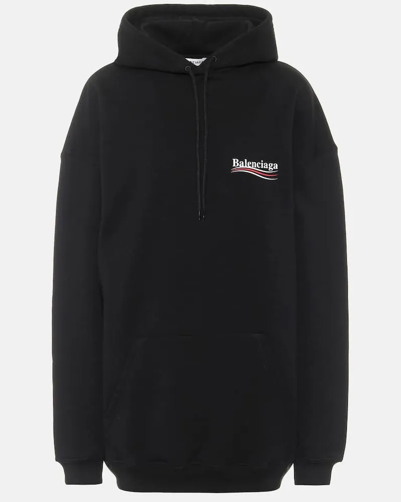 Balenciaga Oversize-Hoodie aus Baumwolle Schwarz