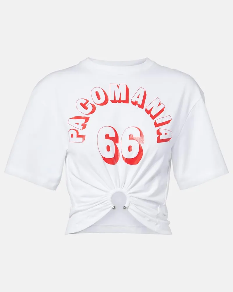 Paco Rabanne Bedrucktes T-Shirt aus einem Baumwollgemisch Weiß