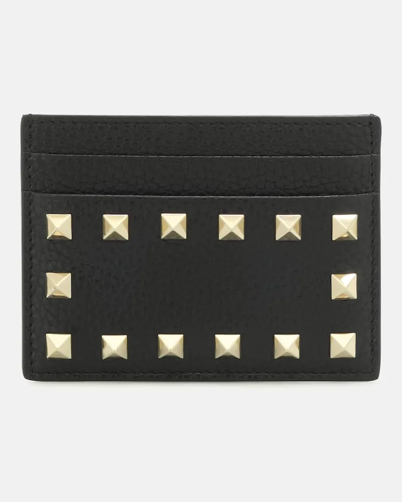 Valentino Garavani Kartenetui Rockstud aus Leder Schwarz