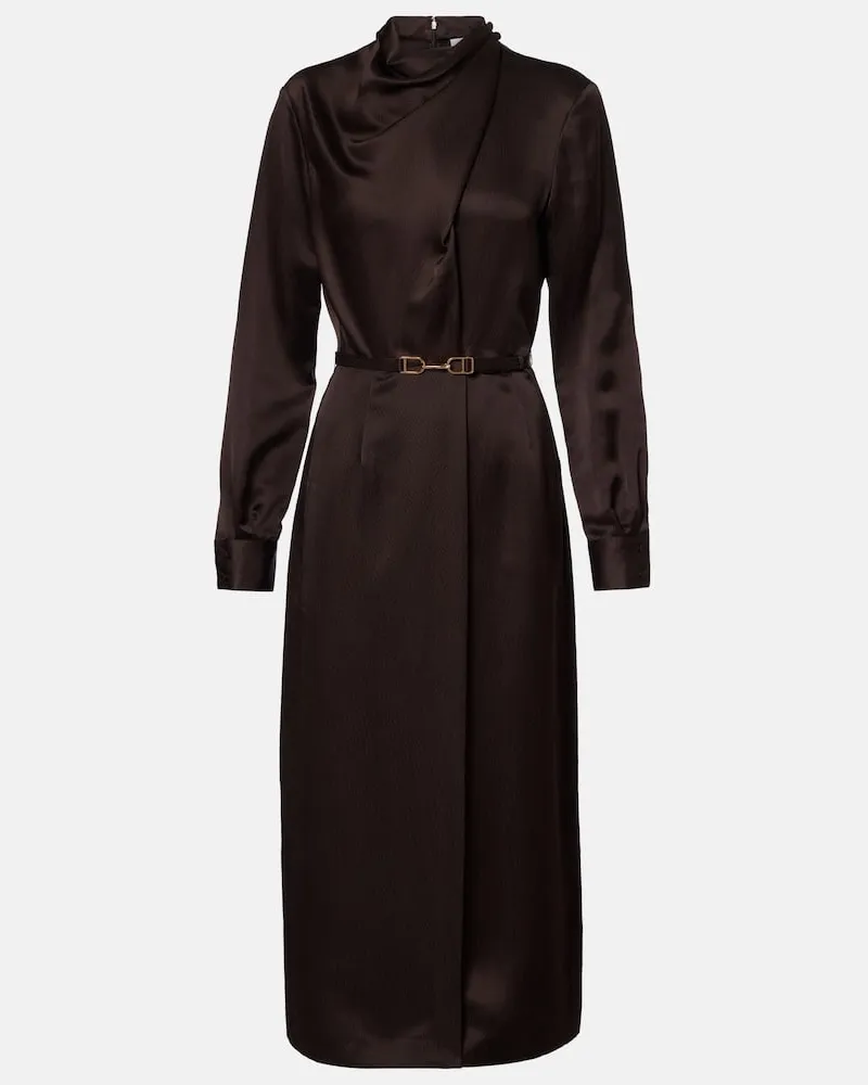 Gabriela Hearst Midikleid Josef aus Seide Braun