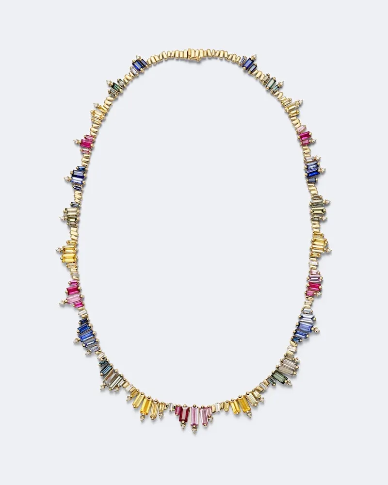 Suzanne Kalan Halskette aus 18kt Gelbgold mit Diamanten und Saphiren Gold