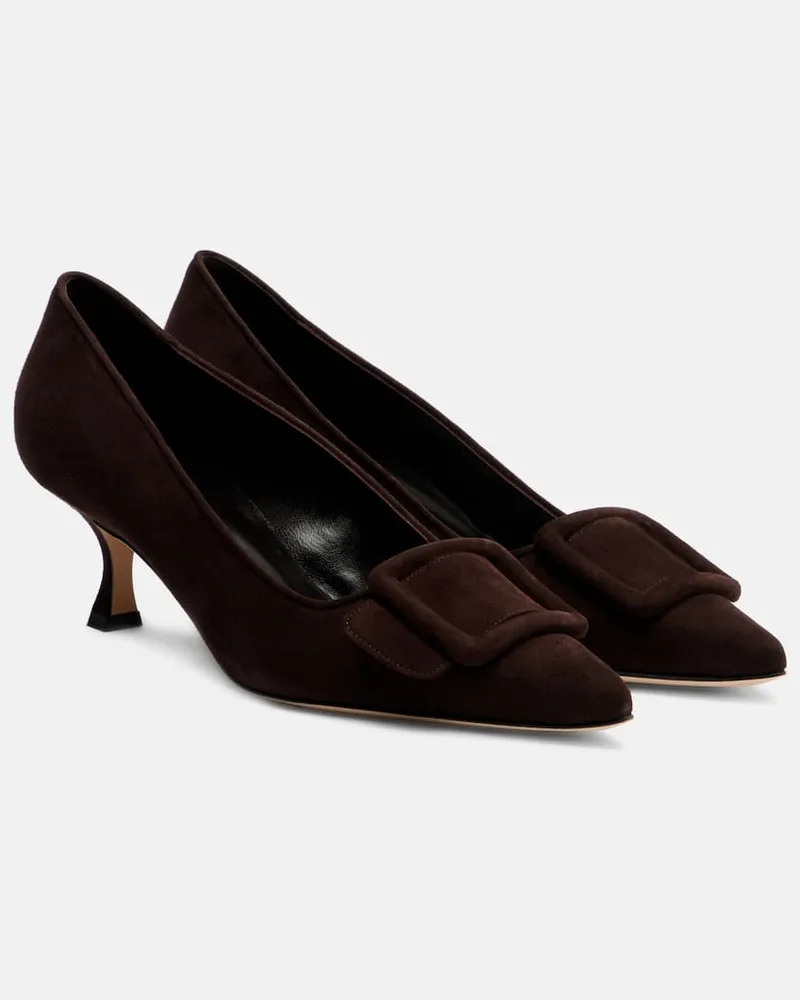 Manolo Blahnik Pumps Maysale 50 aus Veloursleder Braun