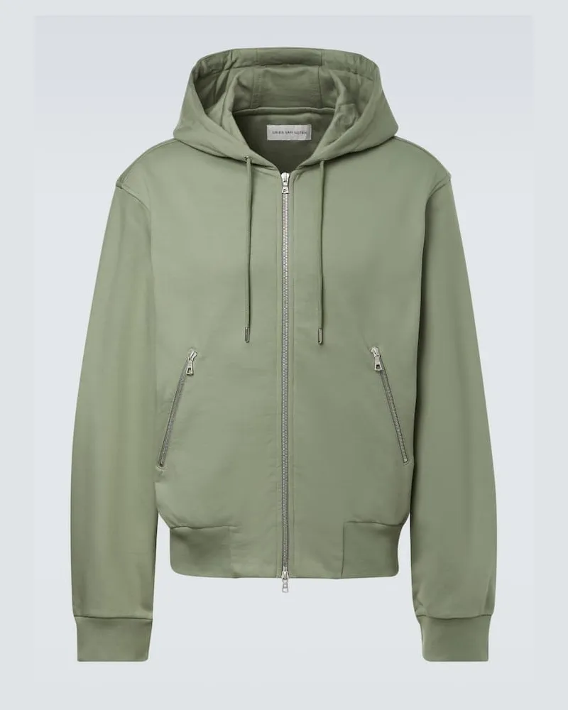Dries van Noten Kapuzenjacke aus Baumwolle Grün