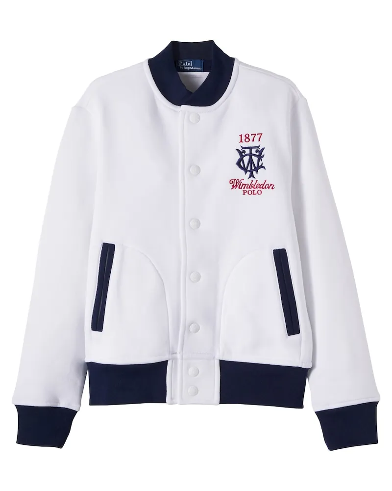 Ralph Lauren X Wimbledon Bestickte Collegejacke aus einem Baumwollgemisch Weiß