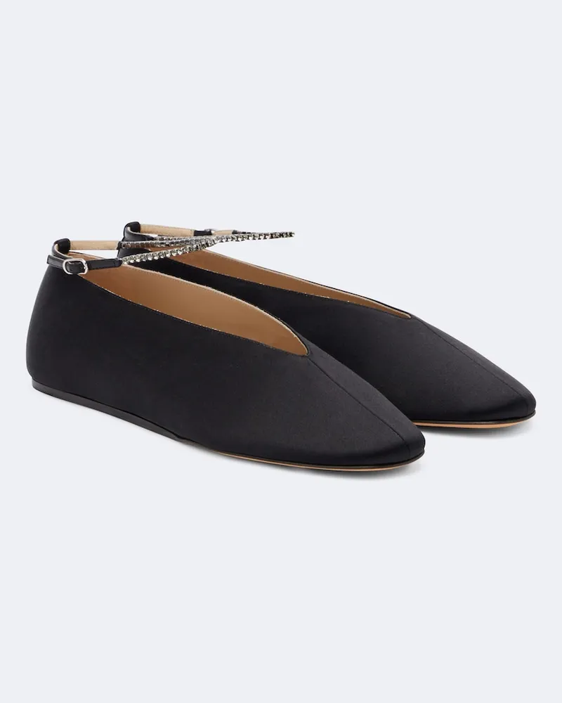 Le Monde Béryl Le Monde Béryl Verzierte Ballerinas Olympia aus Satin Schwarz