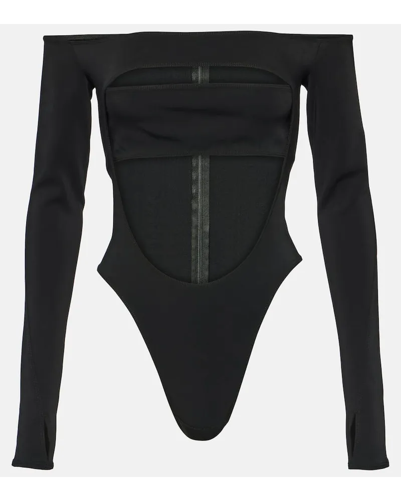 Thierry Mugler Off-Shoulder-Body Circle Schwarz
