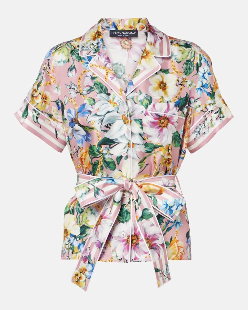 Dolce & Gabbana Bedruckte Bluse aus Seide Multicolor