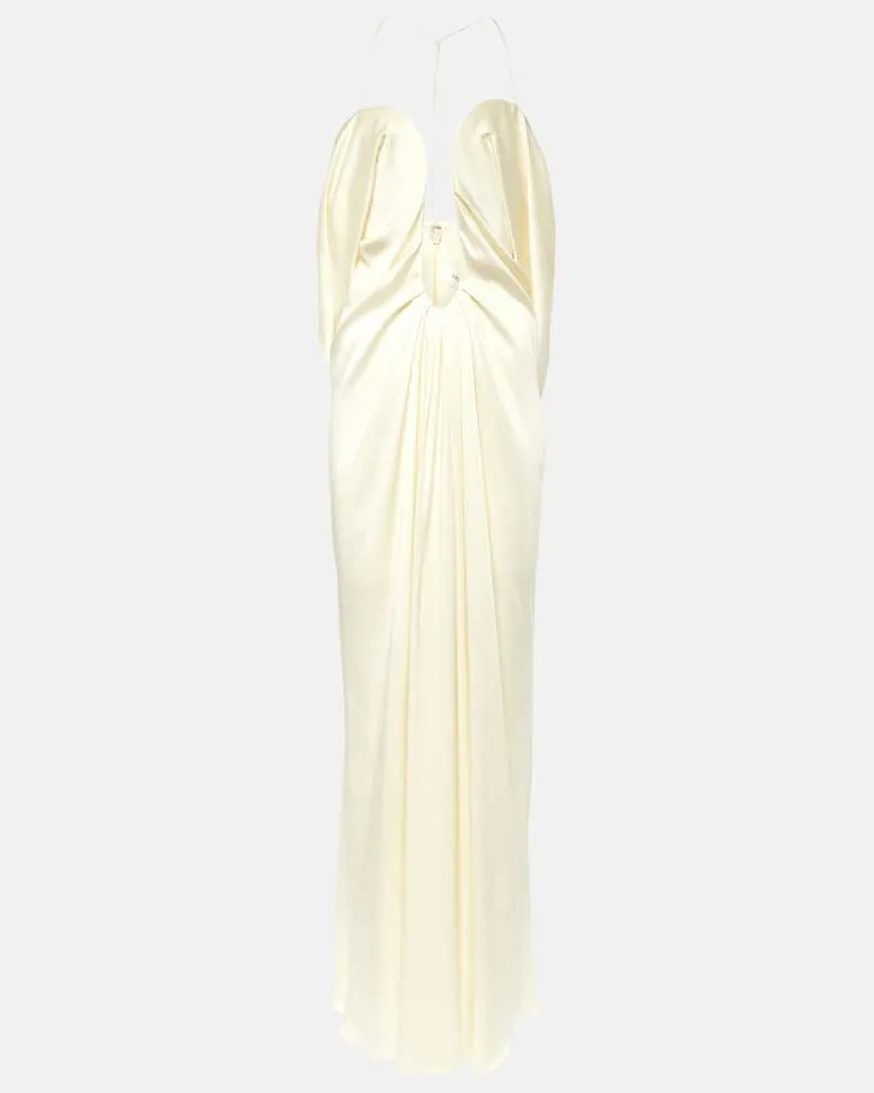 Victoria Beckham Robe aus Satin Beige