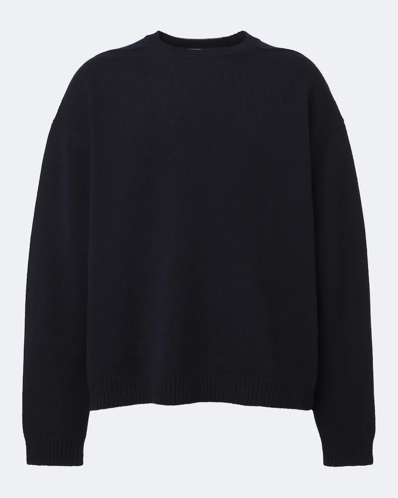 Studio Nicholson Oversize Pullover Hemyl aus Wolle Blau